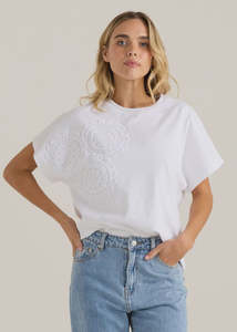 Sass Mira Crochet Tee - White