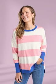Sale: Elm Elvie Stripe Knit - Chrm Pink/Cream/French Blue