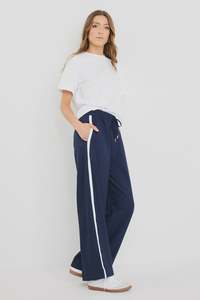 Stories be Told Townie Elastic Waist Side Stripe Pant - Blue