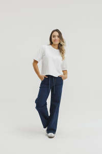 Home Lee: Homelee Palazzo Jeans - Indigo Wash
