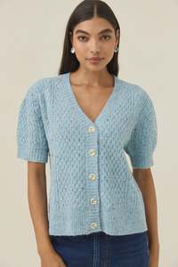 Isle Of Mine: Isle of Mine Mckenna SS Cardigan - Ice Blue
