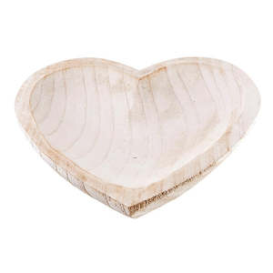 Artisanal Natural Life: Artisanal Paulownia Wood Heart Bowl -  White Wash