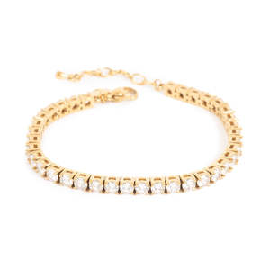 A & C Oslo Tennis Bracelet 3 mm stones, Steel - Gold Plated