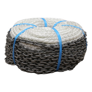 Ropes Lines: 10m of 8mm Chain to 70m of 14mm 8 Braid Anchor Rode