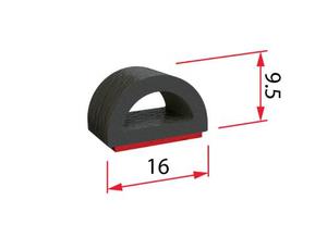 Cover Dodger Bimini Fittings Accessories: Self Adhesive EPDM Sponge Extrusion Seal 16mm x 9.5mm - 1mtr lengths