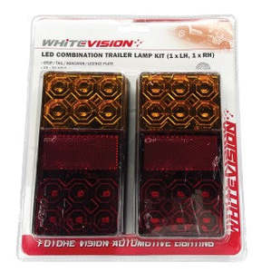 Trailer Electrical: Whitevision LED Tail Set 150x80mm 10-30V 400mm Wire