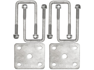Trailer Parts: Galvanised Square U-Bolt & Axle Plate Kit - M12 68x145mm