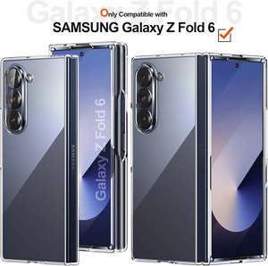 For Samsung Galaxy Z Fold 6 Premium Hard Acrylic Crystal Clear Front Back Protection Cover
