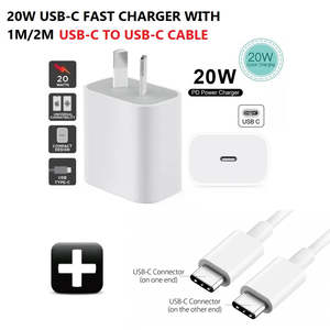 Special Promotion: For Apple iPhone 16 / 15 20W Fast Charging USB Type-C Charger NZ/AU Plug + USB-C to USB-C Cable Set
