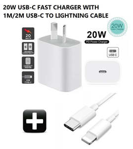 20W Fast Charging USB Type-C Charger NZ/AU Plug + USB-C to Lightning Cable Set