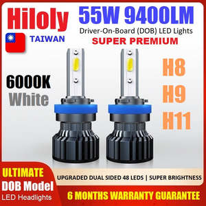 Vehicle Accessories: Super Premium H8 H9 H11 Car LED DOB Headlights Light Bulbs 55W 9400LM 6000K White