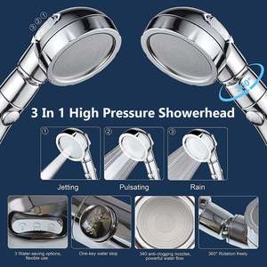 3 In 1 Multi Mode High Pressure Shower Head 360 Degrees Rotating Head