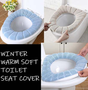 Winter Warm Comfy Soft Fabric Bathroom Toilet Seat Covers