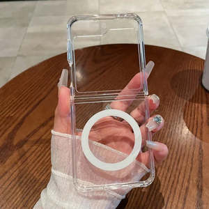 Handphone Accessories: For Samsung Galaxy Z Flip 6 MagSafe Compatible Magnetic Ring Wireless Charging Hard PC Clear Shell Case Cover