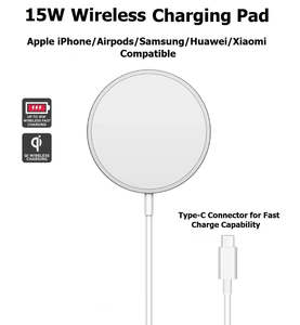 For iPhone Samsung 15W Magnetic Wireless Fast Charging Pad (MagSafe Compatible)