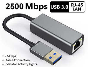 Networking Gadgets: USB 3.0 to RJ45 2.5Gbps 2500Mbps Gigabit Ethernet Internet Network LAN Adapter