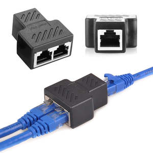 Networking Gadgets: Ethernet Splitter 1 In 2 Out RJ45 Female Connector Adapter LAN Network Cable Output