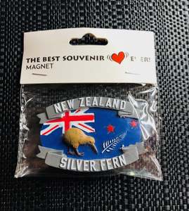 New Zealand Souvenirs: New Zealand Silver Fern Kiwi UK Flag - NZ Fridge Magnet Souvenir