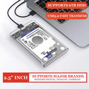 Port Adapters Card Readers: 2.5" Inch USB 3.0 To SATA HDD / SSD Transparent External Hard Disk Drive Enclosure