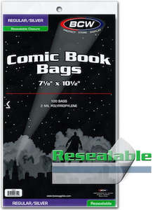 Comic Supplies: BCW COMIC BOOK BAGS SILVER/REGULAR SIZE - RESEALABLE