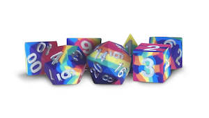 Dice: MDG SHARP EDGE SILICON RUBBER 7 DIE POLYHEDRAL DICE SET - RAINBOW