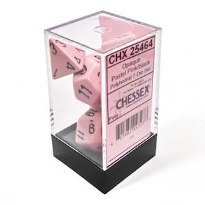 Dice: CHESSEX 7 DIE POLYHEDRAL DICE SET: PASTEL PINK/BLACK