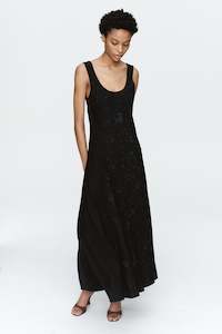 Floral Embroidery: TIFFANY DRESS - BLACK