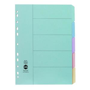 Dividers: Marbig Indices & Dividers 5 Tab Manilla A4 Pastel 37000F