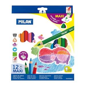 Milan Triangular Coloured Pencils 12 Assorted with Sharpener