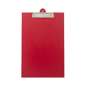 Filing Folders: OSC PVC Clipboard Single Foolscap Red with Strong Clip CB5SRD