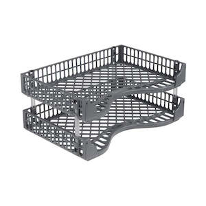 Desk Organisers: Okin Grey Document Tray Set, Stackable, 2-Pack ODTGY
