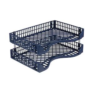 Okin Blue Document Tray Set of 2, Stackable ODTBLU