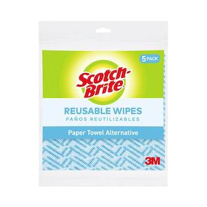 Scotch-Brite Reusable Wipes, Antibacterial, Pack of 5