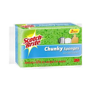 Cloths Wipes: Scotch-Brite Chunky Sponge Pack of 2 - Odour Resistant