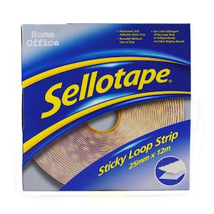 Binders Clips Pins: Sellotape Sticky Loop Strip Permanent 25mmx x 12M