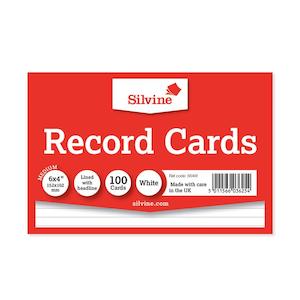 Health Safety: Silvine 6x4" Ruled Record Cards 100 Pack White 564W