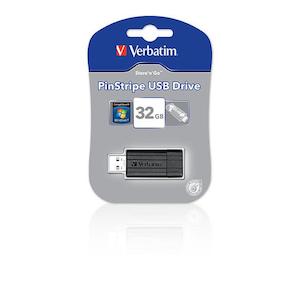 Memory Storage: Verbatim usb storage device store and go pinstripe 128gb