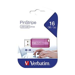 Memory Storage: Verbatim store'n'go pinstripe usb drive 16gb pink