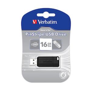 Verbatim store and go usb drive pinstripe black 16gb