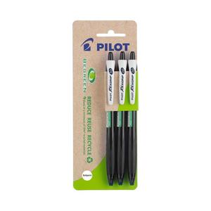 Writing Pens: Pilot BeGreen Rexgrip Ballpoint Pens, Medium Black, 3 Pack