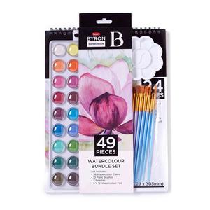 Jasart Byron Watercolour Pan Set of 49 with 36 Pans, Brushes & Pad