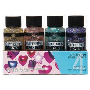 FolkArt Glitterific Icons 59ml Acrylic Paints - Set of 4, Craft Supplies