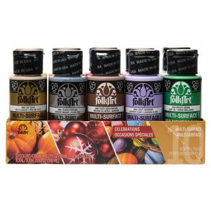 Paint Accessories: FolkArt Multi-Surface 59ml Celebrations Acrylic Paints - Set of 10, Satin Finish
