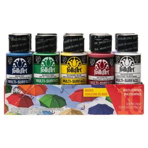 Paint Accessories: FolkArt Multi-Surface 59ml Basics Acrylic Paints - Set of 10, Satin Finish