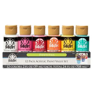 FolkArt Acrylic 59ml Festival Paints - Set of 12, Matte Finish
