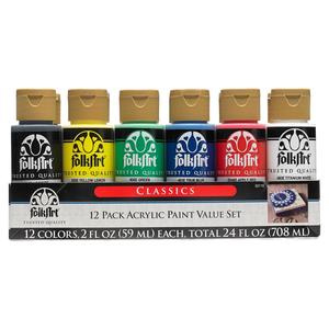 FolkArt Acrylic 59ml Classic Paints - Set of 12, Matte Finish