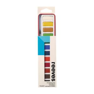 Reeves Watercolour Tablet Pan Paints Set of 12 with Brush