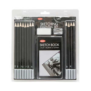 Drawing Instruments: Jasart Essential Sketching Set of 15 with 3" x 5" Sketch Book