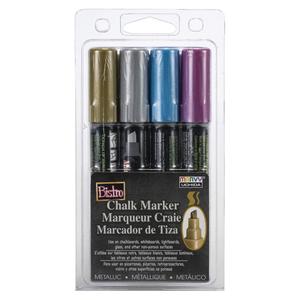 Drawing Instruments: Marvy Bistro Chisel Metallic Chalk Markers Set of 4, 4.5x7 inches