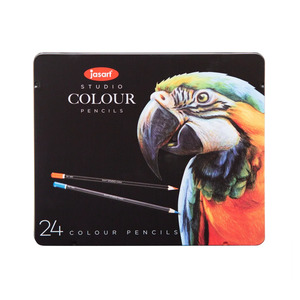 Drawing Instruments: Jasart Studio Colour Pencils Tin of 24, Non-Toxic, Acid-Free